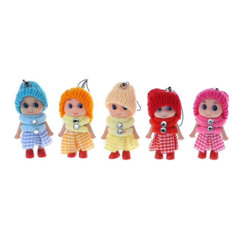 

5PCS Random Mini Plaid Skirt Doll Soft Baby Dolls Toy Key Chain Gifts Y4QA