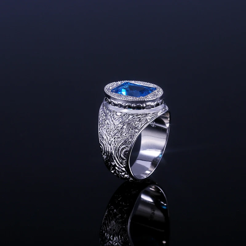 Huitan винтажные вечерние кольцо для женщин с солитерами темно синий кубический