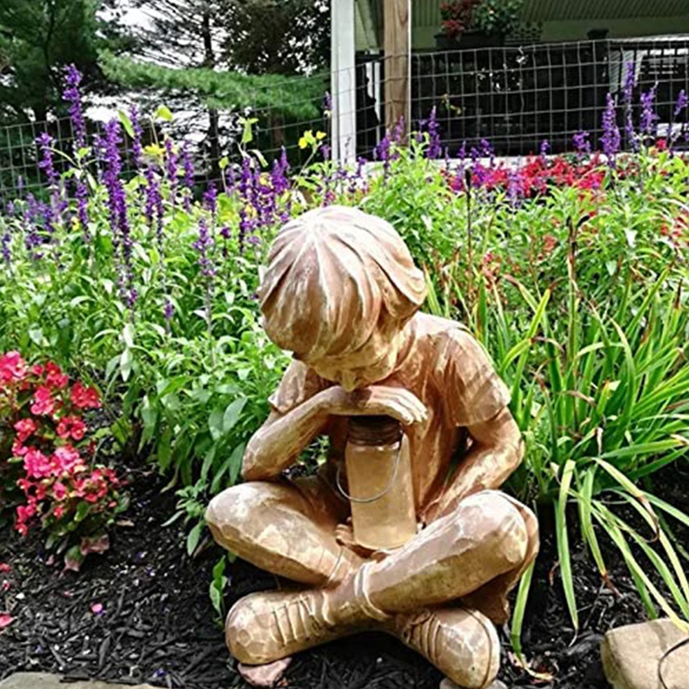 

Boy Resin Statue Garden Ornament Landscape Vintage Artistic Sculpture Resin Ornament Craft Decoration For Outdoor Yard Patio