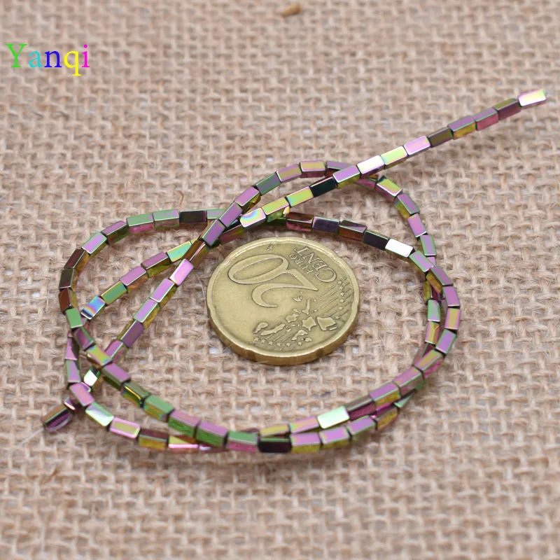 6-2x4mm 95 шт./лот, блестящие разноцветные бусины из натурального камня, гематит, прямоугольные бусины квадратной формы для самостоятельного изготовления ювелирных изделий - Цвет: 6-2x4mm