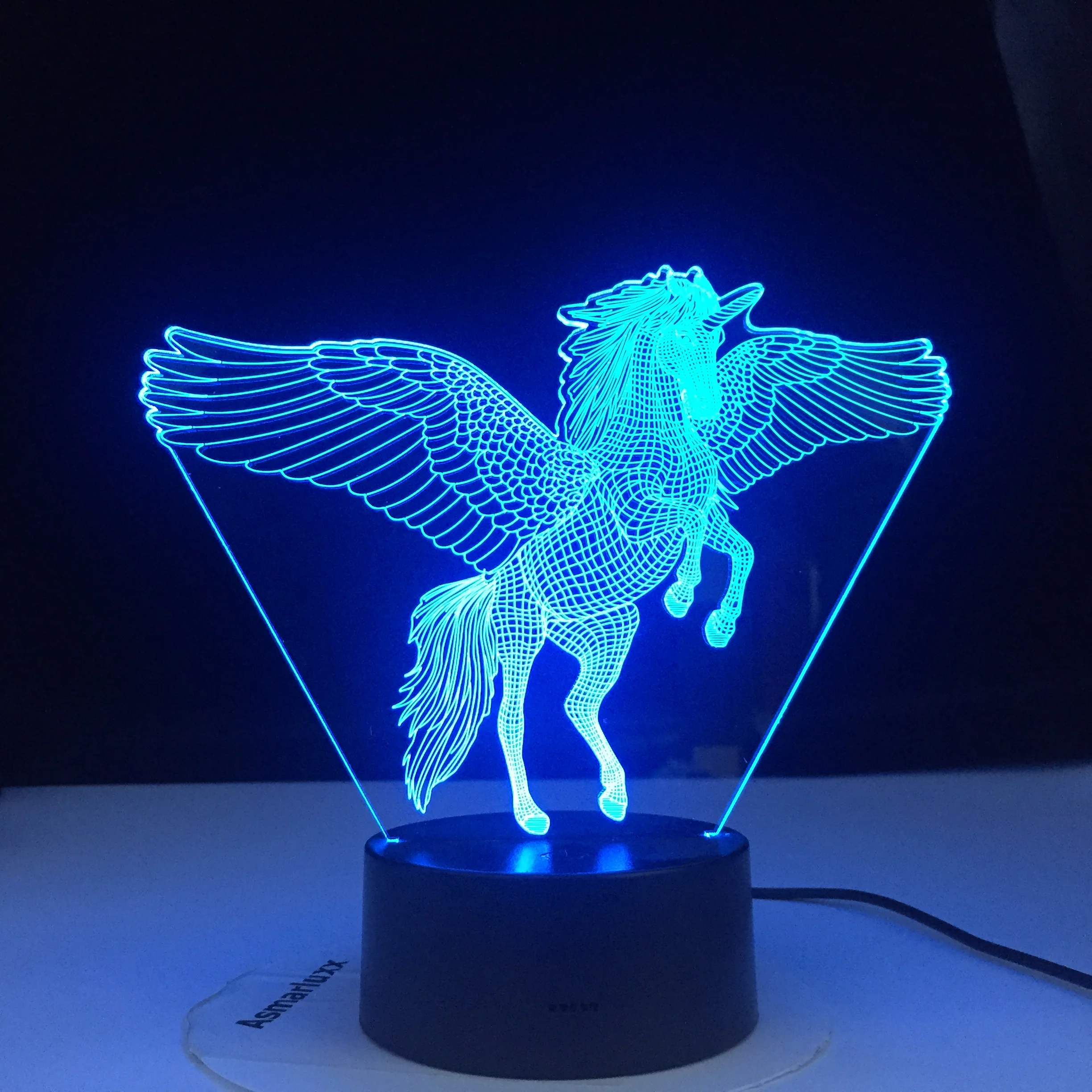 

Latest Unicorn Flyying Model Touching LED Lamps Kids Bedroom Decor Rainbow Horse Lights With Remote 3D illusion Night Lights