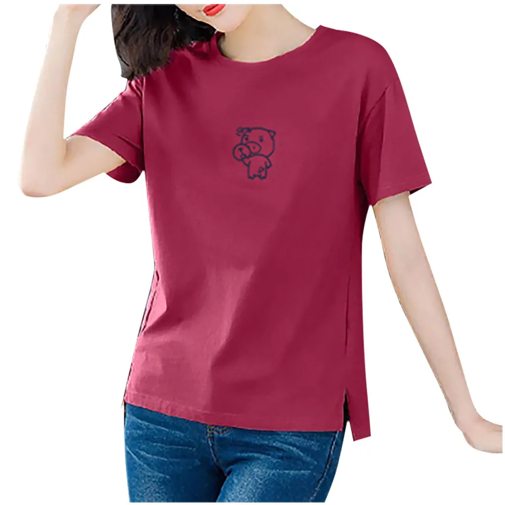 

Women cute Animal T-shirt Aesthetics Graphic Short Sleeve Cotton Polyester T Shirts Female Camisetas Verano Mujer 2020 In stock