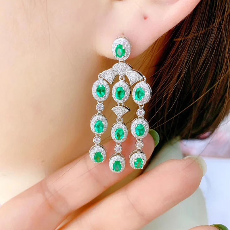 CoLife Jewelry 100% Natural Emerald Drop Earrings for Wedding 20 Pieces Real 925 Silver | Украшения и аксессуары