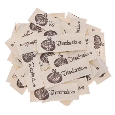 

50PCS Handmade Printing Cloth Labels Tags For DIY Crafts Sewing Clothing Bags Decoration Accessories Materials
