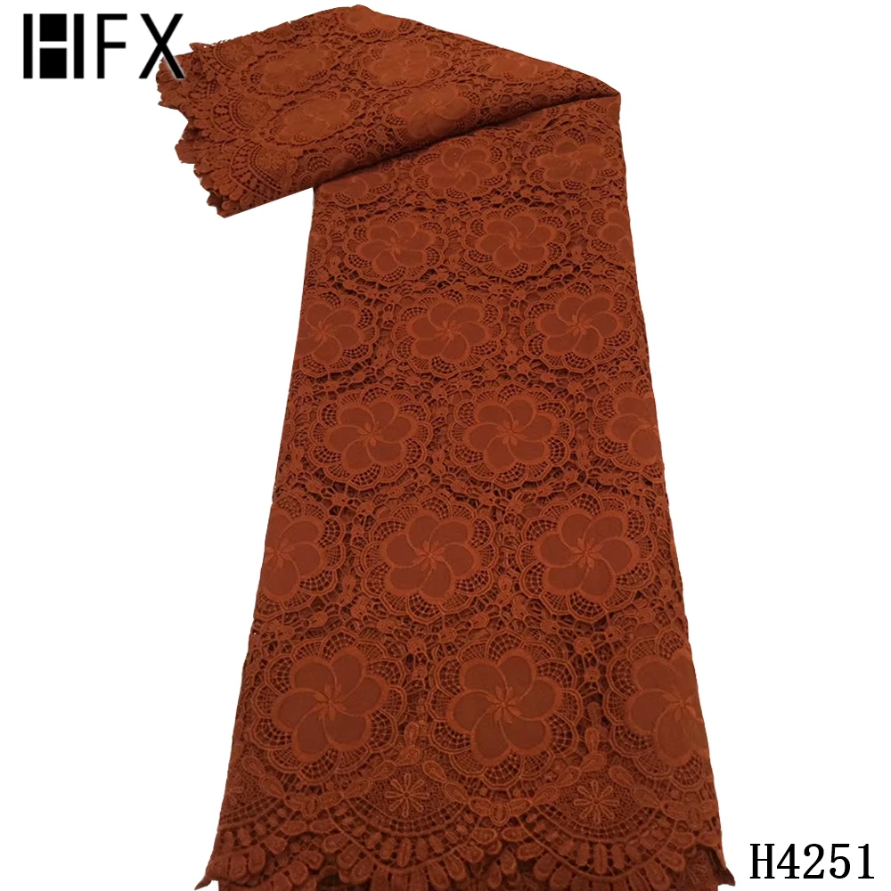 

HFX High Quality Guipure Lace Fabric 2020 Cord Lace Nigerian Lace 5 yards Lace Fabric New Design Water Souble For Bridal Dress