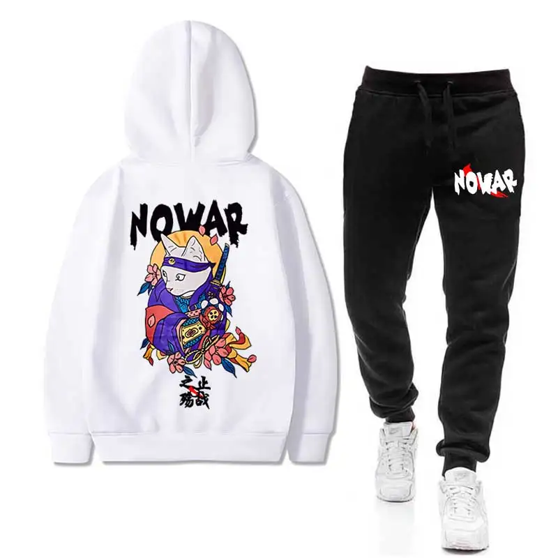 Японские NOWAR CAT мужские комплекты толстовка+ брюки Harajuku Тигр спортивные костюмы повседневные толстовки спортивный костюм спортивная одежда