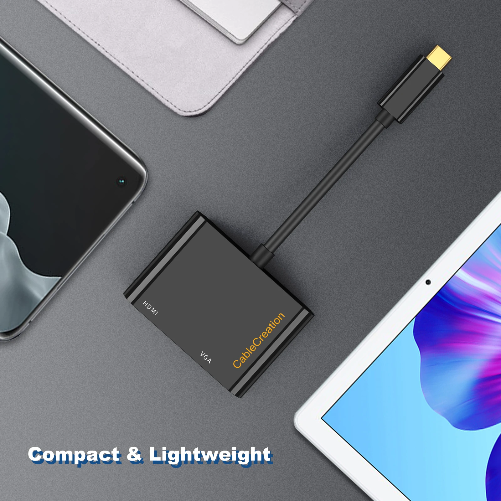 Адаптер CableCreation с USB C на 4K + VGA 1080P @ 60 Гц Type-C подходит для Apple Macbook/HUAWEI P20/Samsung S8 |