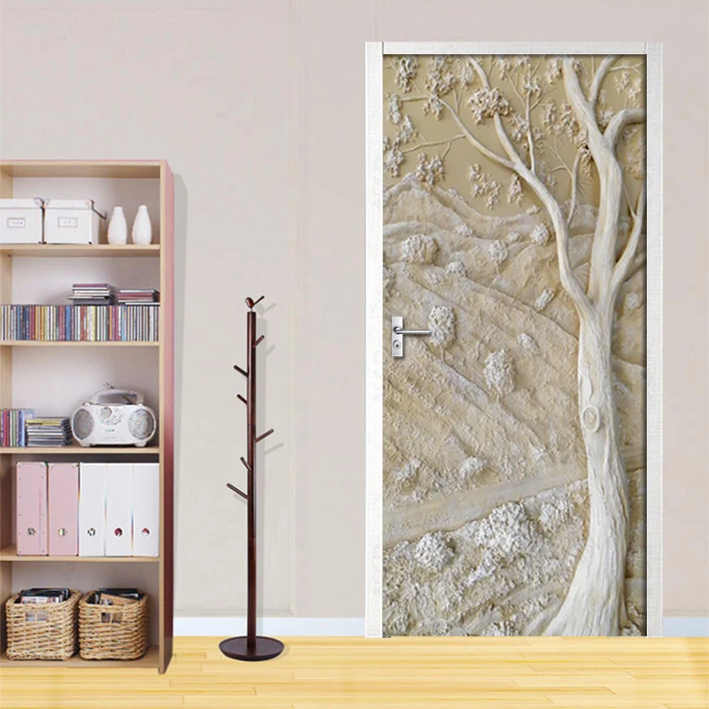 Съемные дверные наклейки европейские 3D тисненые старые деревья