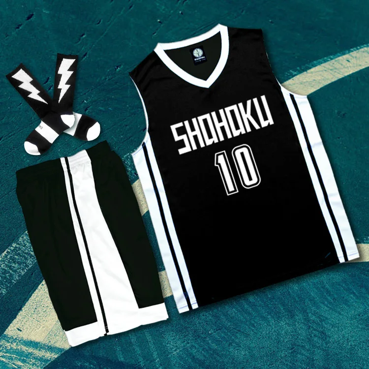 

JP Anime Shohoku No. 10 Sakuragi Basket High School Basketball Uniform T Shirt Top Sportswear Slamdunk Halloween Cosplay Costume