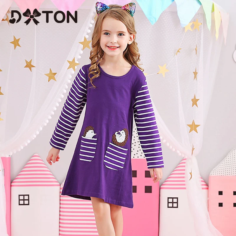 Платье для девочек Dxton 2018 платья принцесс с длинным рукавом одежда малышей в