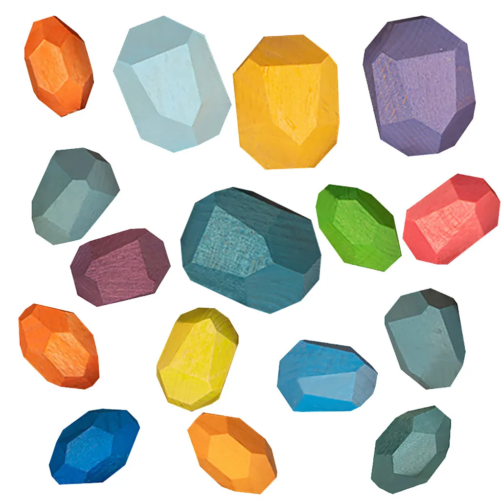 

Children's Wooden Colored Stone Jenga Building Block Educational Toy Creative Nordic Style Stacking Game Rainbow Wooden Toy Gift