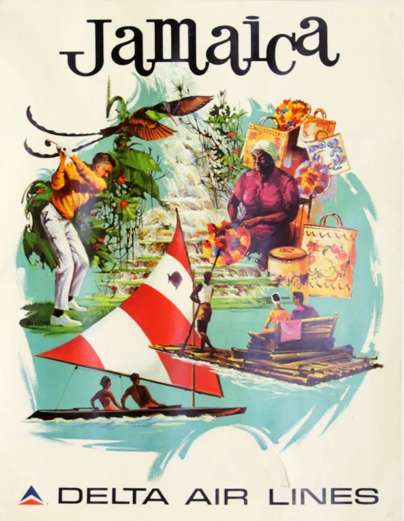 

400X300MM Jamaica-Delta-Air-Lines-Poster-1974 jumbo fridge magnet SFM-0439