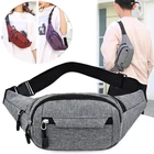 Водонепроницаемая тканевая поясная сумка для мужчин и женщин, Спортивная дорожная однотонная нагрудная сумка на молнии, поясная сумка унисекс