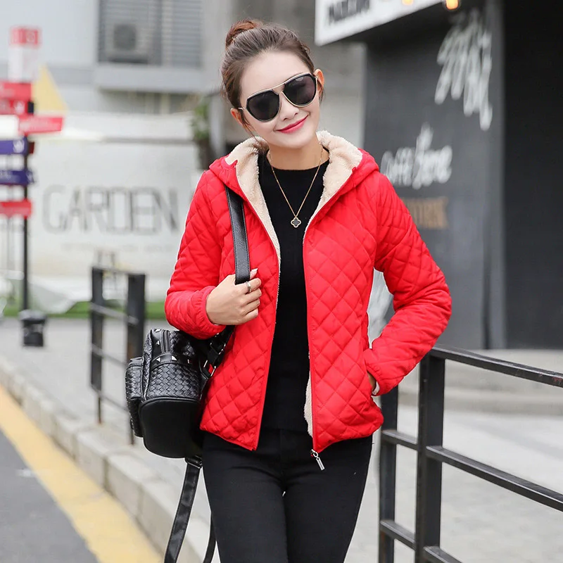 

Autumn 2020 New Parkas basic jackets Female Women Winter plus velvet lamb hooded Coats Cotton Winter Jacket Womens Outwear coat