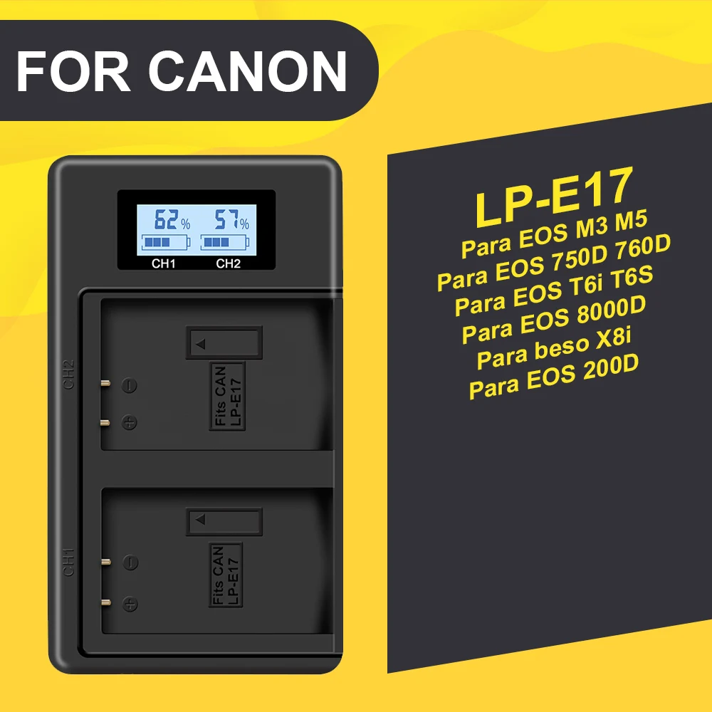 LP-E17 LP-E6 LPE6 LP E6 LP-E8 LPE8 LP E8 LP-E12 LPE12 LP E12 LP-E17 LPE17 LP E17 цифровой дисплей светодиодный двойной зарядное устройство для камеры Canon - Цвет: LP-E17
