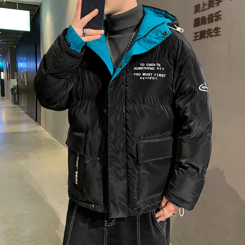 Fashion Winter Cotton-Padded Jackets Men's Outwear Hooded Parkas Casual Youth Thick Warm Coats Loose Tops Wadded Jacket Clothing