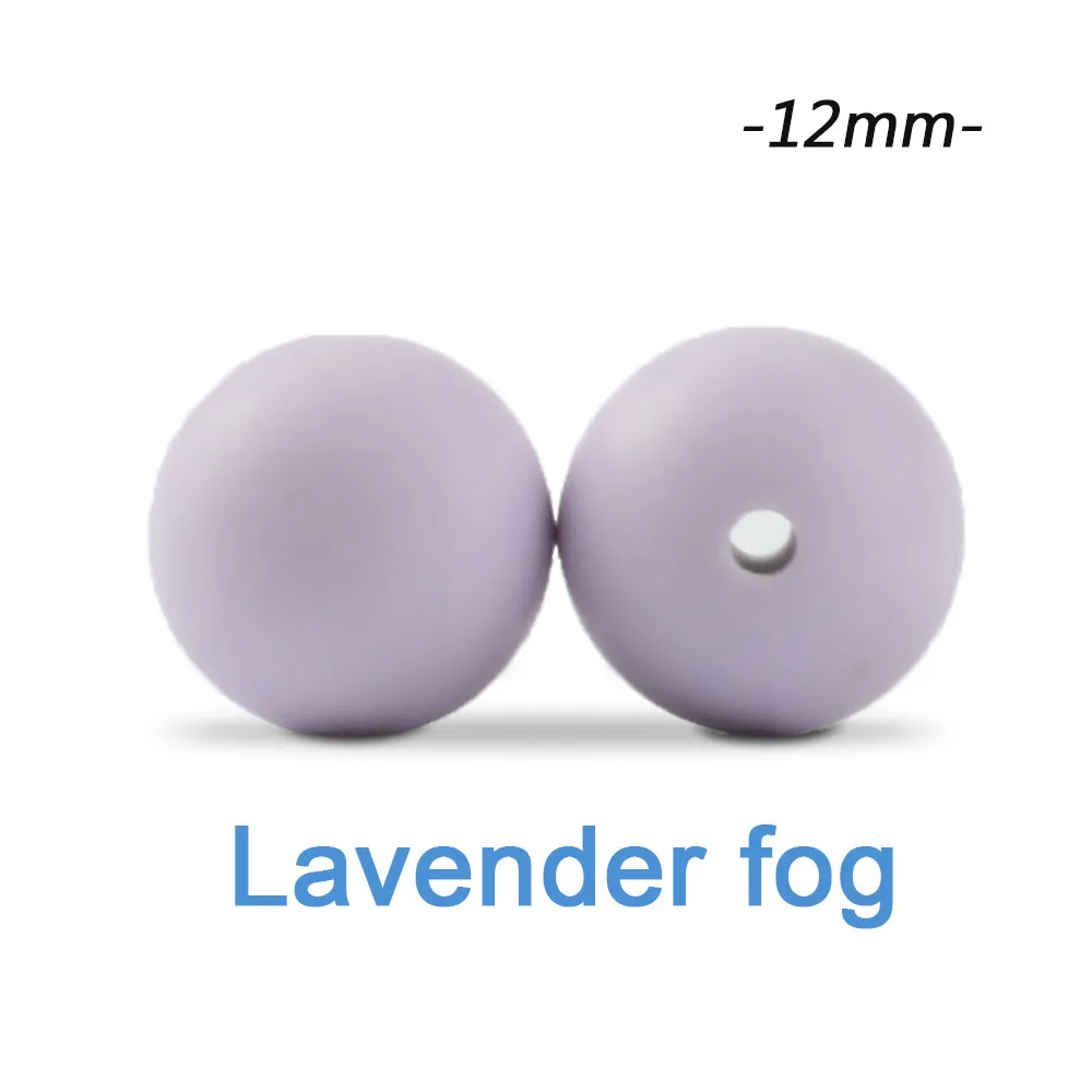lavender fog Силиконовые бусины LOFCA, 12 мм, 200 шт, детские силиконовые бусины для прорезывания зубов, Пищевая силиконовая детская соска, ожерелье, подвеска, изготовление продукта - Цвет: lavender fog