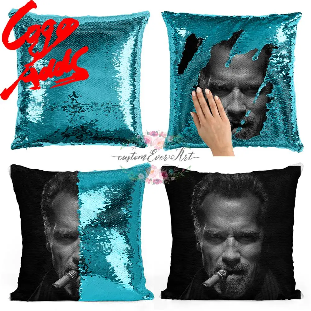 

Arnold Schwarzenegger sequin pillow | sequin Pillowcase | Two color pillow | gift for her | gift for him | pillow | magic pillow