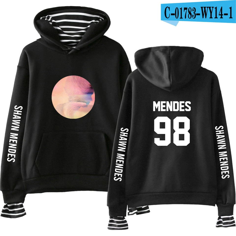 New shawn mendes Fake Two Pieces Hoodies Men/Women Autumn Winter Fashion Casual Sweatshirt Shawn Mendes Hip Hop Hoodie - Цвет: Black