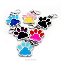wholesale 20pcs plating two color footprint cat puppy pet id tags dog collar accessories customized pet id tags personalized