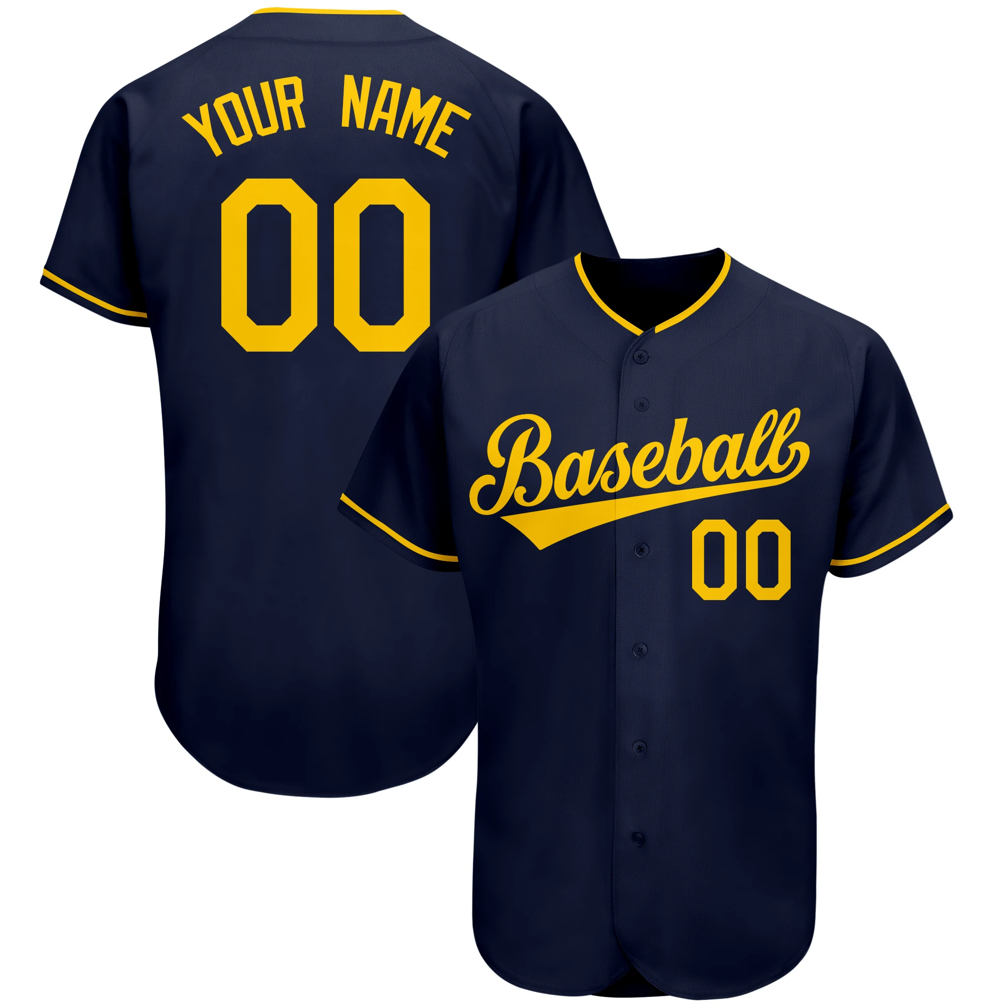 Wholesale Custom Baseball Jersey V-neck Button Cardigan Print Make Your Own Team Name Number Baseball Shirt for Men/Women/Youth