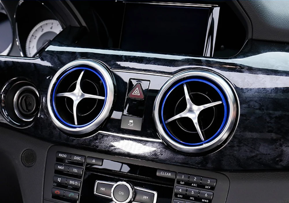 Для Mercedes Benz GLK SLK SLC SL GLK200 GLK250 GLK350 X205 автомобильный выход кондиционера украшение кольцо стикер AC вентиляционное отверстие накладка