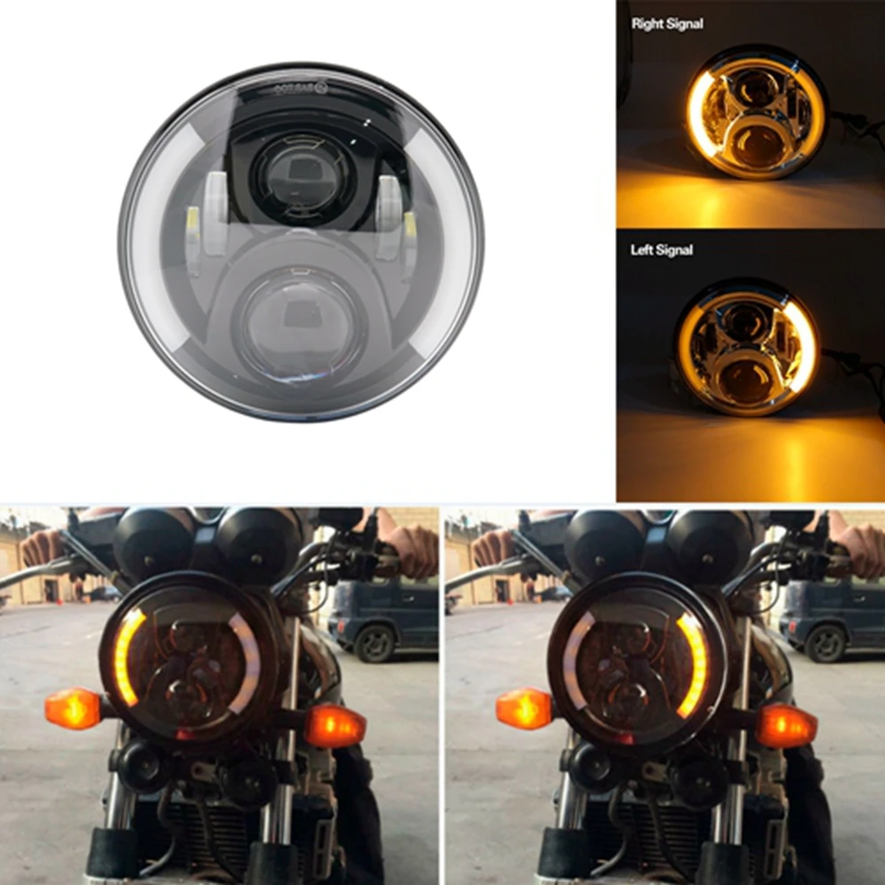 7-дюймовые светодиодные фары DRL Ближний/Дальний свет 50 Вт кольцо с ореолом