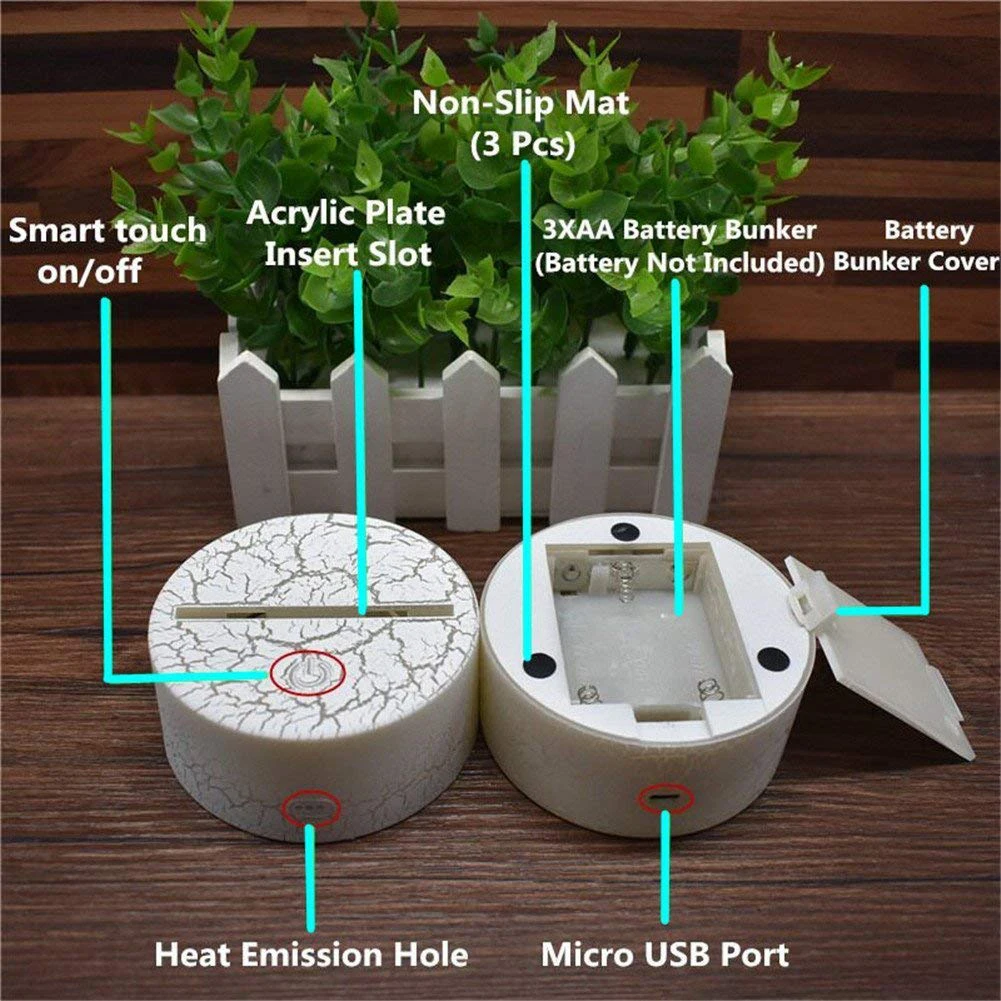 

7 Colors Changing DC 5V Acrylic 3D Illusion Lamp Star Magic Array LED Night Lights USB Powered Christmas Gifts Home Decor