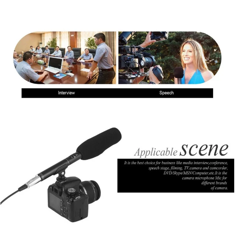 

High Sensitivity Vioce Recording Broadcast Stereo Condenser Conference Interview Microphone for DSLR SLR Camera