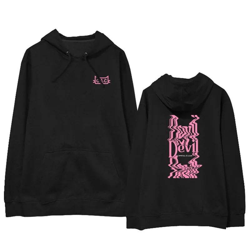 Thin Black KPOP CLC Devil альбом толстовка с капюшоном в стиле хип-хоп Повседневная Свободная одежда с капюшоном пуловер печатные толстовки с длинными рукавами WY1144 - Цвет: Thin Black