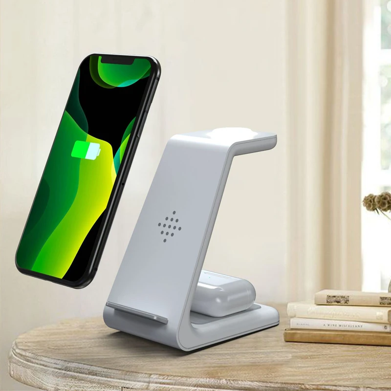 

Быстрое беспроводное зарядное устройство QI для iPhone 11 Samsung S20, портативное зарядное устройство для Samsung Galaxy Buds, держатель смартфона с ночным с...