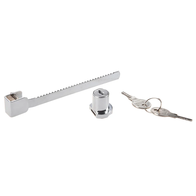 Office Glass Showcase Cabinet Counter Sliding Blade Saw Lock W Keys Silver Tone | Locks