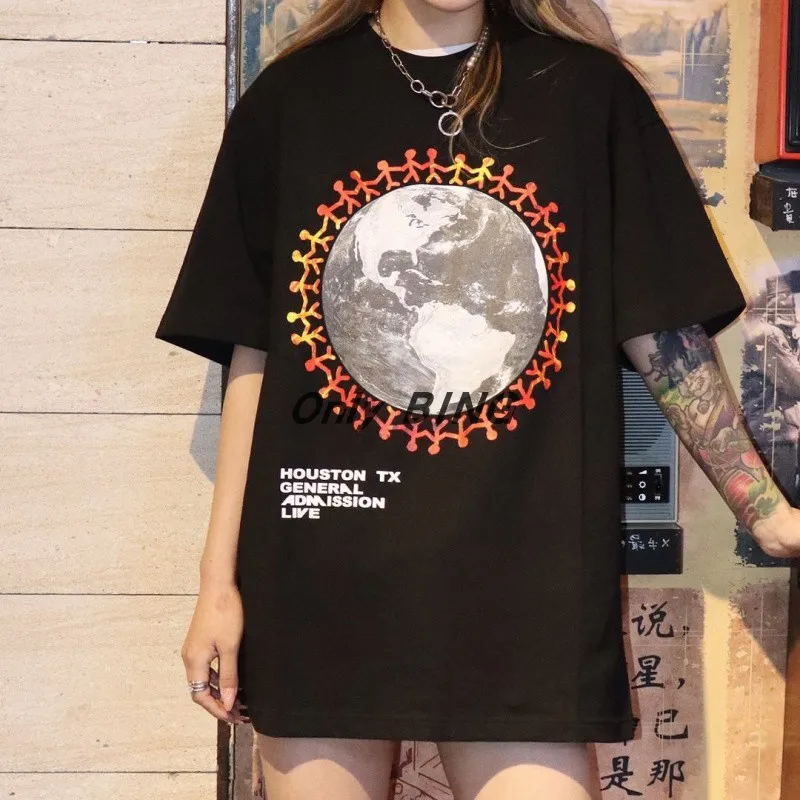 

Astroworld Travis Scott Cactus Jack Festival Tee Mens and Womens Black White Cotton Oversize Summer T Shirt O Neck Loose Tops