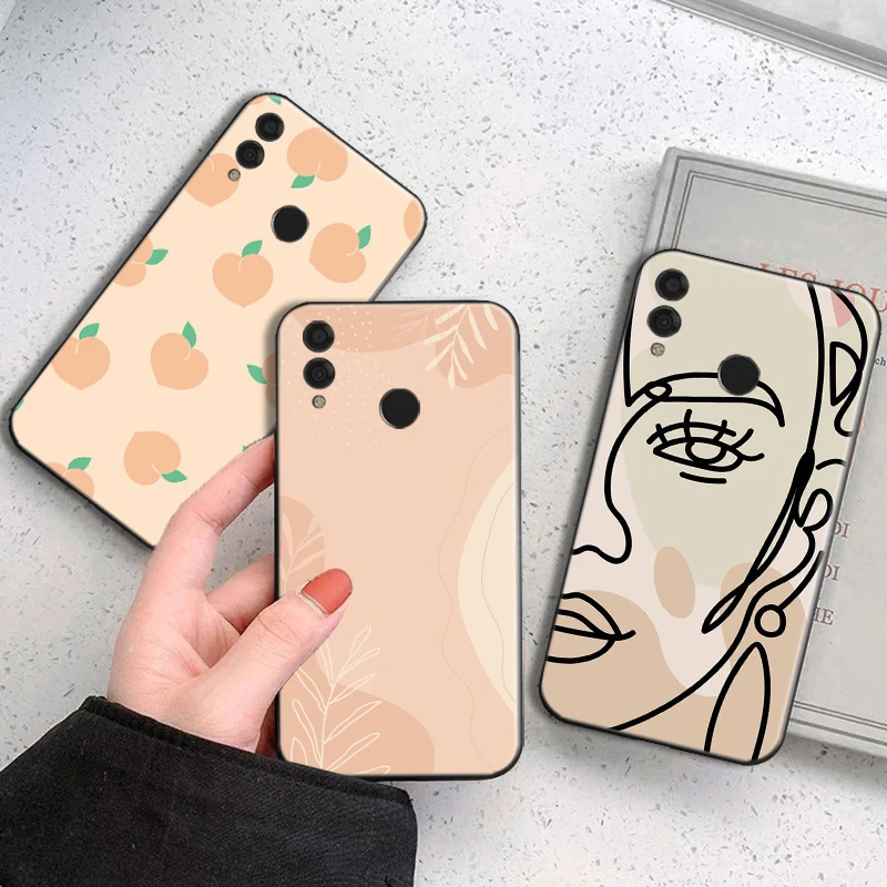 

Lineart human face Phone Case For Huawei Honor 7X 8X 8C 9 V9 9X 9X Lite 9 Lite 10 V10 10i 10 Lite 10X Lite Soft TPU Black shell