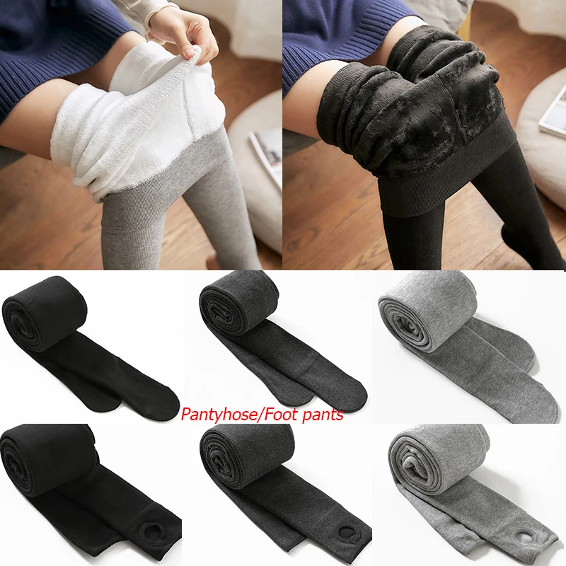 

Fleece Thicken Women Leggings Stretchy Thermal High Waist Foot Pantyhose Warm Pants Elasticity Winter Slim Thread Tights