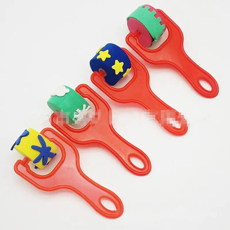 4pcs Red 4 шт./компл. детская художественная звезда Ремесло Краски ing инструмент губка-ролик для покраски щетка Пластик ручка набор детей раннего образования игрушки для рисования - Цвет: 4pcs Red