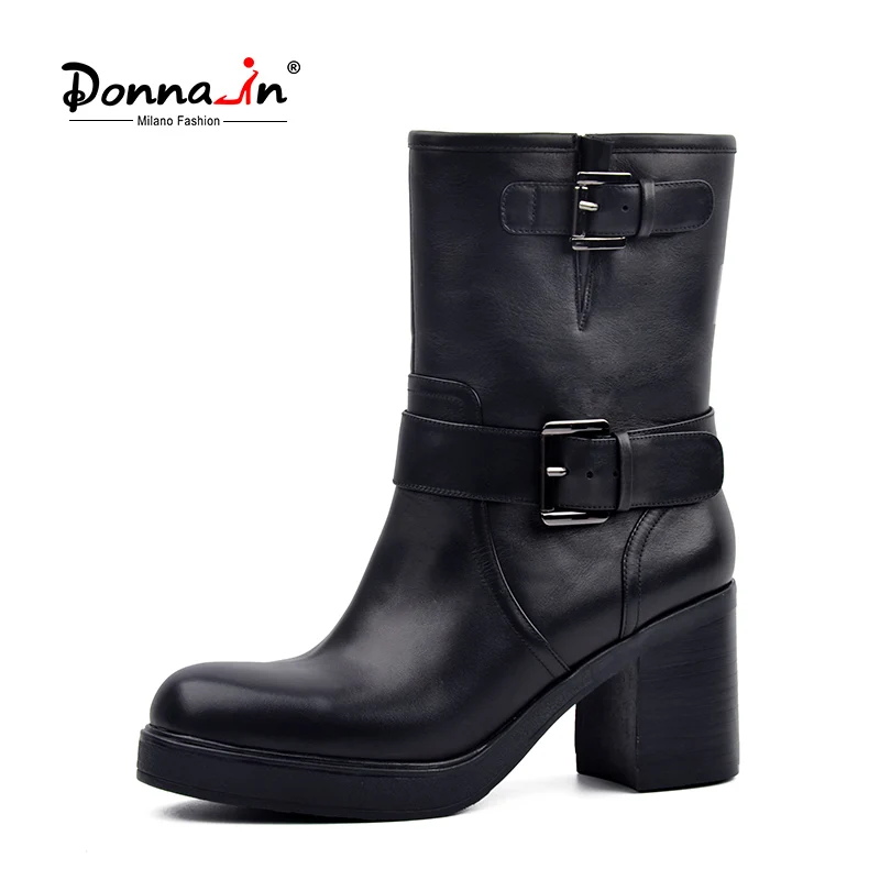 Женские сапоги для верховой езды Donna in зимние из натуральной кожи на платформе и
