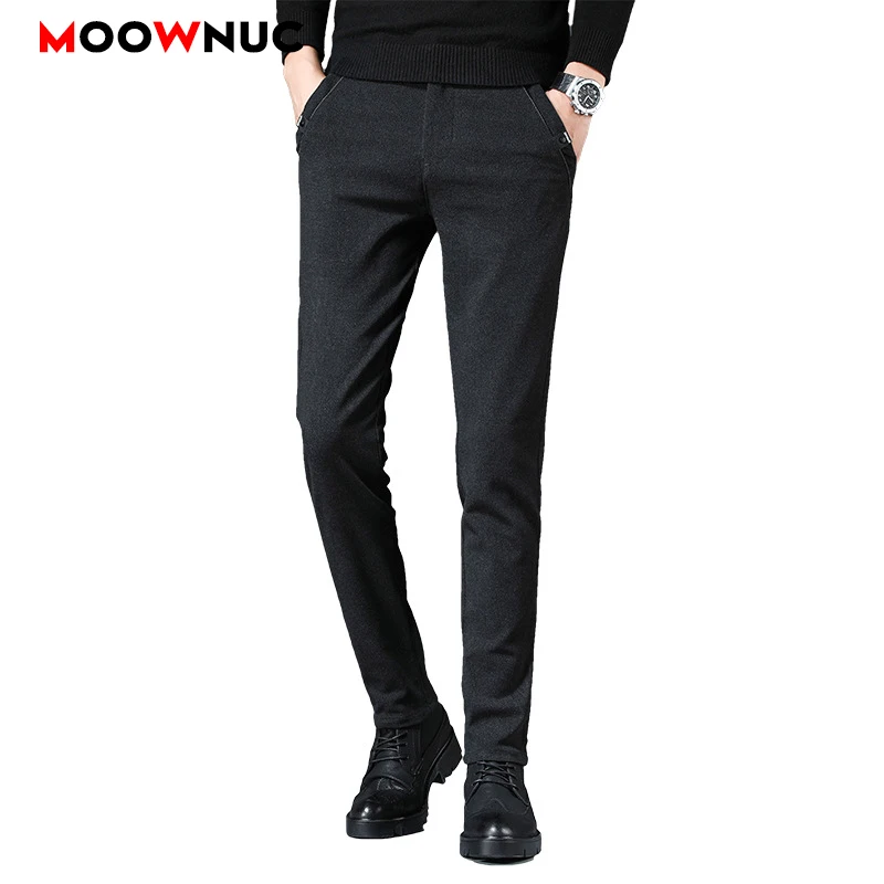 

Мужские брюки, Длинные прямые брюки, деловые, повседневные, эластичные, осень размера плюс