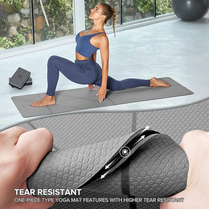 

Waitred Two-color TPE Yoga Mat For Beginners Home Non-slip Fitness Mat Recuperation Meditation Mat Indoor Skipping Mute Blanket