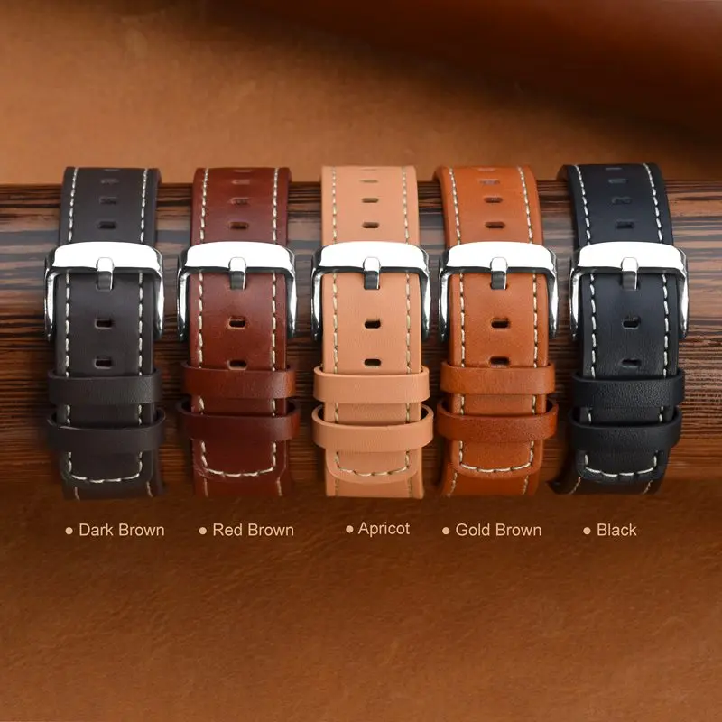 Anbeer 18mm 19mm 20mm 21mm 22mm Watch Band, Quick Release Genuine Leather Replacement Strap