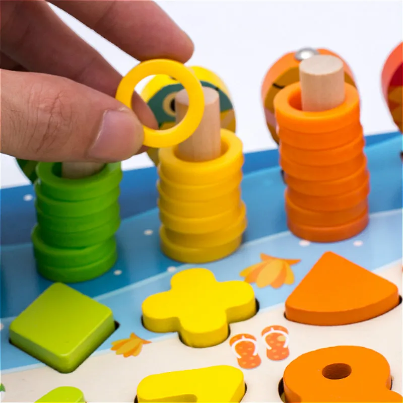 Juguetes educativos Montessori para ni&ntilde;os, tablero de juego de aprendizaje temprano de madera, en forma de color, para ni&ntilde;os de 3 a&ntilde;os-1
