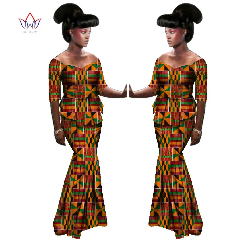 

2020 Summer African traditional Clothing half sleeve african women clothes Dashiki two piece set natural Plus Size 6xl BRW WY588