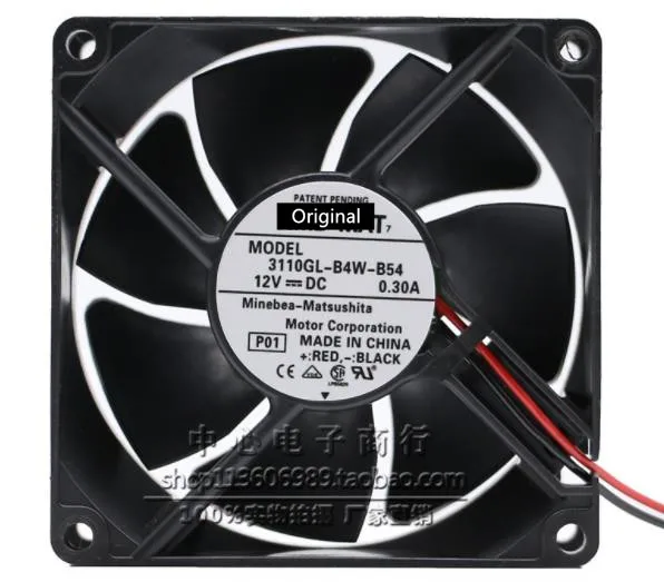 Оригинальный 100% рабочий 3110GL-B4W-B54 бесщеточный серверный квадратный Вентилятор охлаждения 8025 DC 12V 0.3A 80*80*25mm 8025