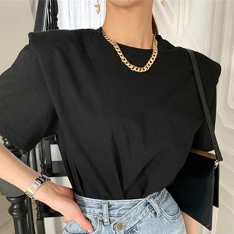 

Sister Fara Summer 2021 Oversize Bottoming T-Shirt Women O-Neck Short Sleeve Solid Tees Female All-match Loose Casual T-Shirt