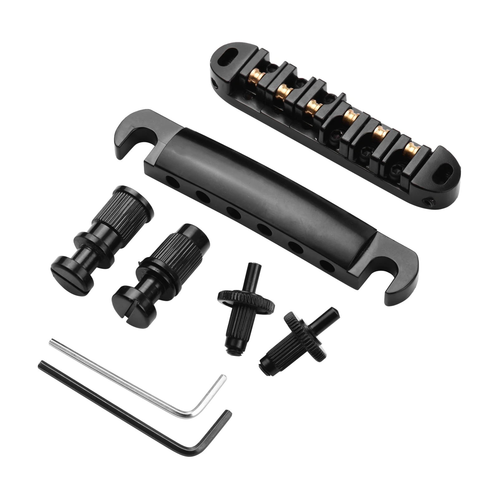 

Guitar Roller Saddle Bridge Tailpiece Set with Studs/Wrenches Replacement for LP Electric Guitars