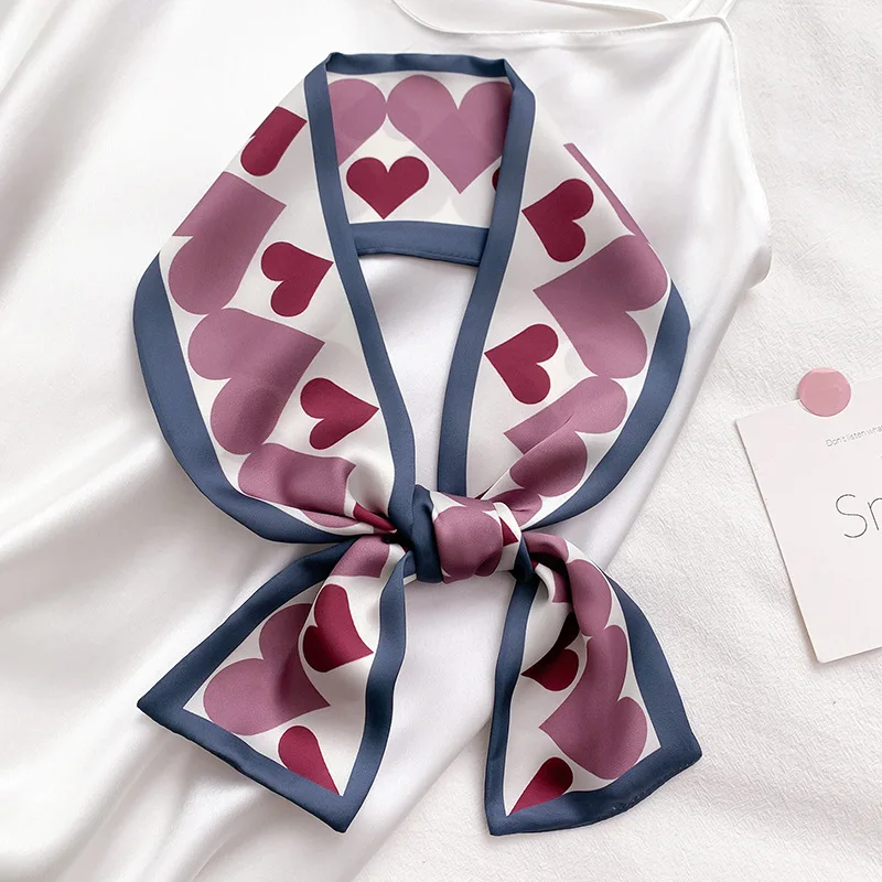 Корейский шарф в форме сердца узкая полоса кошелек узкий ручка лента Шелковый
