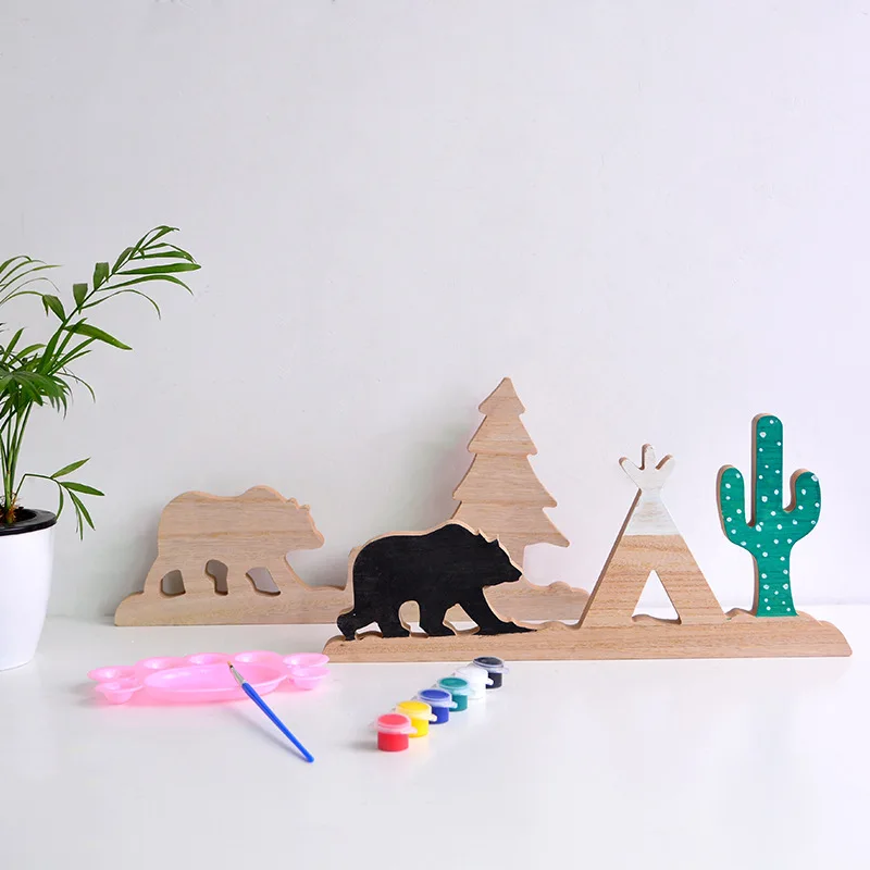 

Wooden Handicrafts Unfinished Toys for Children Nordic Decorative Ornaments Gift for Girls Boys Puzzle Painting DIY Crafts MDF