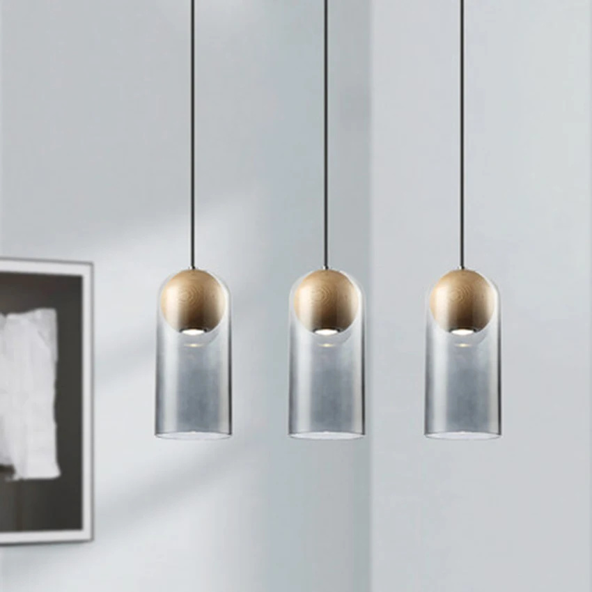 

Nordic Loft LED Pendant Lights Lighting Wood Art Glass Pendant Lamp Modern Living Room Bedroom Decor Hanging Lamp Light Fixtures