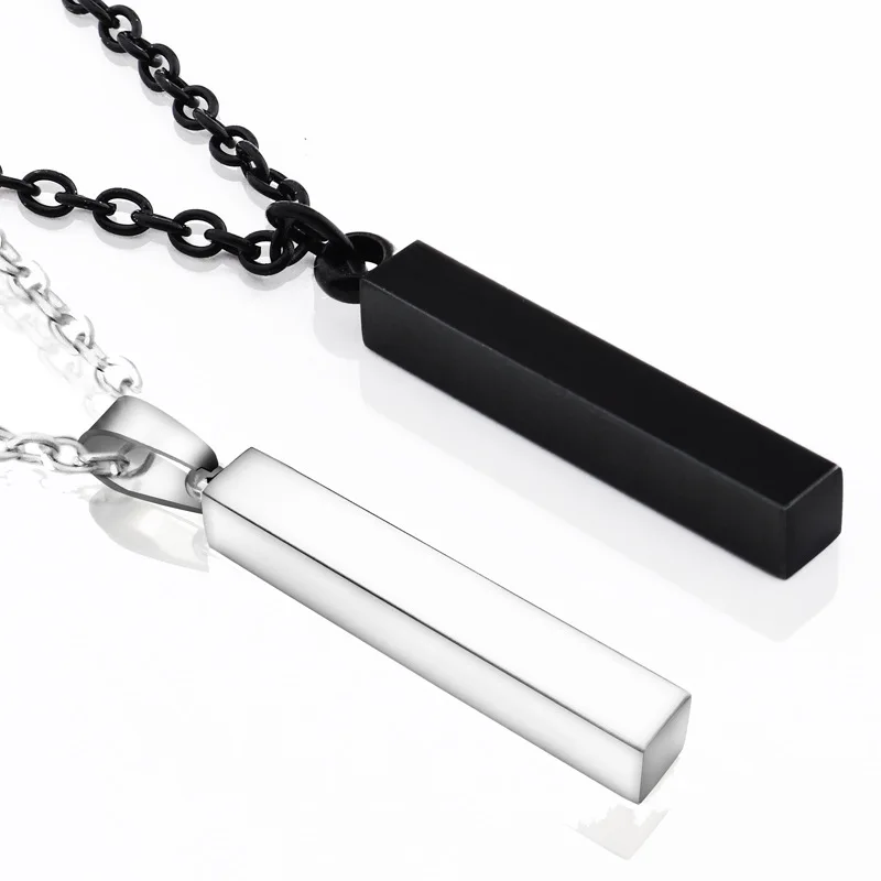 

Fashion Rectangle Men Pendant Necklace Classic Stainless Steel Cuban Chain Necklace for Men Jewelry Gift