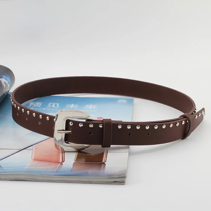 Женские ремни с заклепками квадратный пояс металлической пряжкой популярный